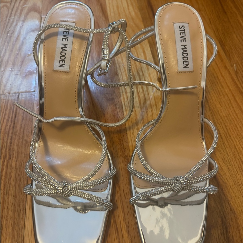 Steve Madden Silver Strappy Heels